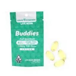 Buddies Live Diamond THC Capsules 25mg 4 Pack